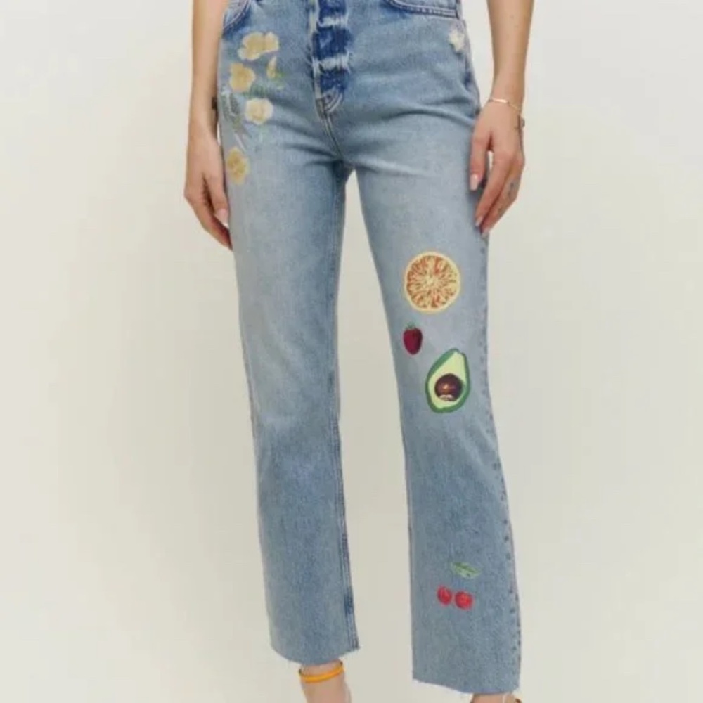 Reformation Cynthia High Rise Straight Jeans in Paradise Sz 26 US